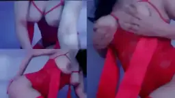 Premium Laras Bali Tiktok Lingerie Merah Bikin Ngiler, Crot Di Lantai.