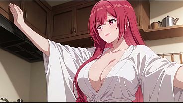 Anak Tiri Pulang Cepet, Lihat Istri Bapak Masak Pake Baju Tipis. Kureha Enomoto Cosplay Hot (buatan Ai).